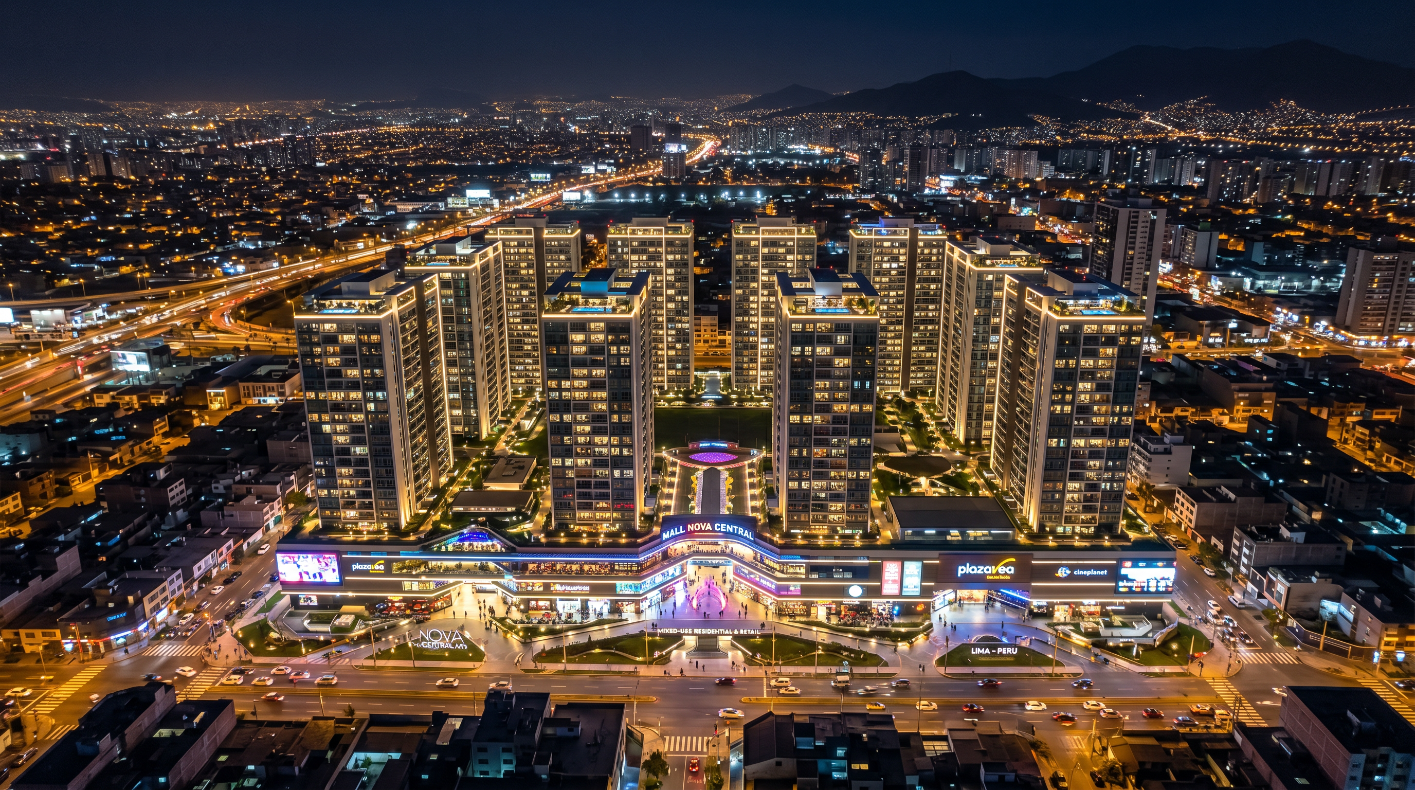 Aerial night render of NOVA CENTRAL ATE